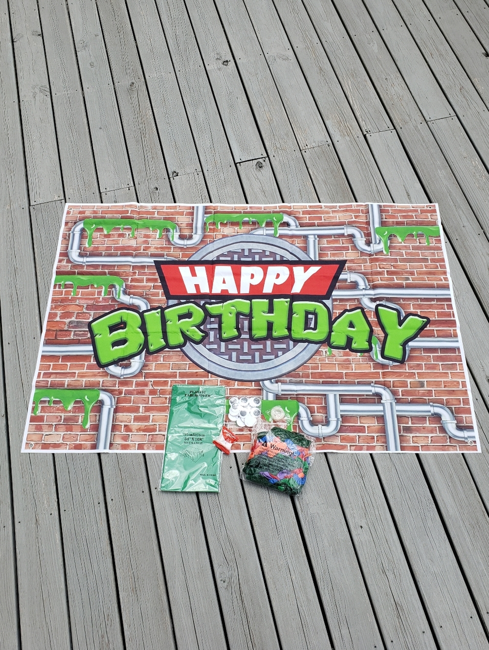 Teenage Mutant Ninja Turtles Happy Birthday Backdrop 5ft W x 3ft H